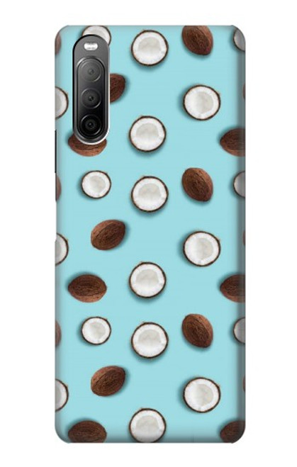 W3860 Coconut Dot Pattern Hard Case and Leather Flip Case For Sony Xperia 10 II