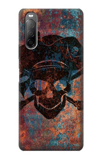 W3895 Pirate Skull Metal Hard Case and Leather Flip Case For Sony Xperia 10 II