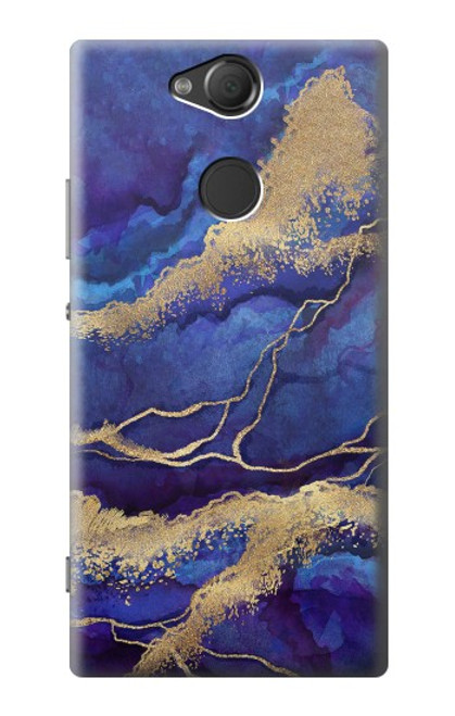 W3906 Navy Blue Purple Marble Hard Case and Leather Flip Case For Sony Xperia XA2