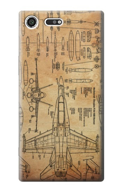 W3868 Aircraft Blueprint Old Paper Hard Case and Leather Flip Case For Sony Xperia XZ Premium