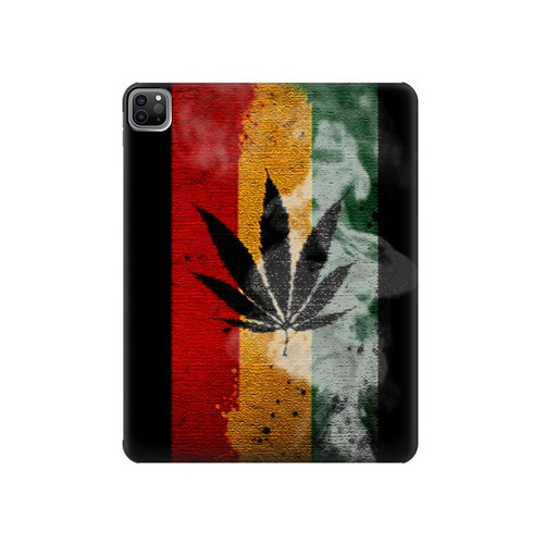 W3890 Reggae Rasta Flag Smoke Tablet Hard Case For iPad Pro 12.9 (2022, 2021, 2020, 2018), Air 13 (2024)