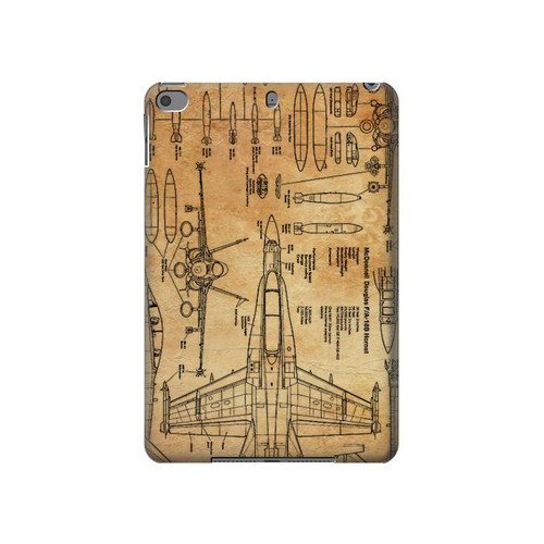 W3868 Aircraft Blueprint Old Paper Tablet Hard Case For iPad mini 4, iPad mini 5, iPad mini 5 (2019)