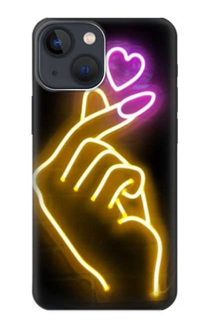 W3512 Cute Mini Heart Neon Graphic Hard Case and Leather Flip Case For iPhone 14