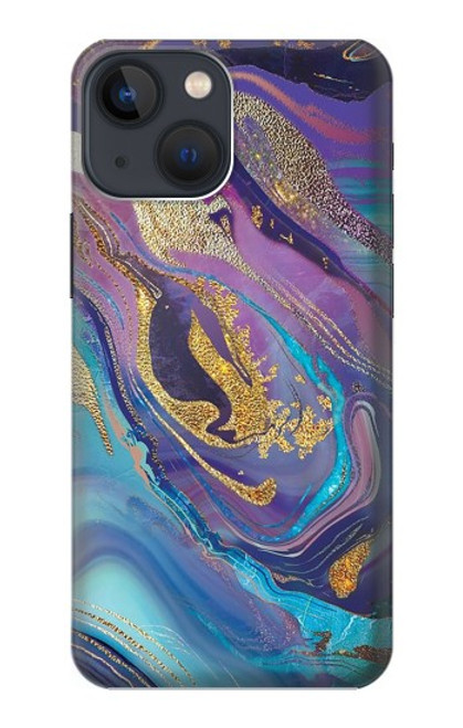 W3676 Colorful Abstract Marble Stone Hard Case and Leather Flip Case For iPhone 14