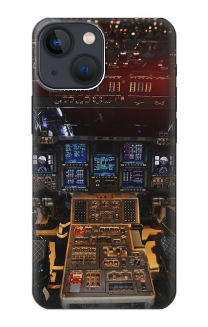W3836 Airplane Cockpit Hard Case and Leather Flip Case For iPhone 14