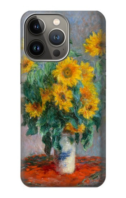 W2937 Claude Monet Bouquet of Sunflowers Hard Case and Leather Flip Case For iPhone 14 Pro