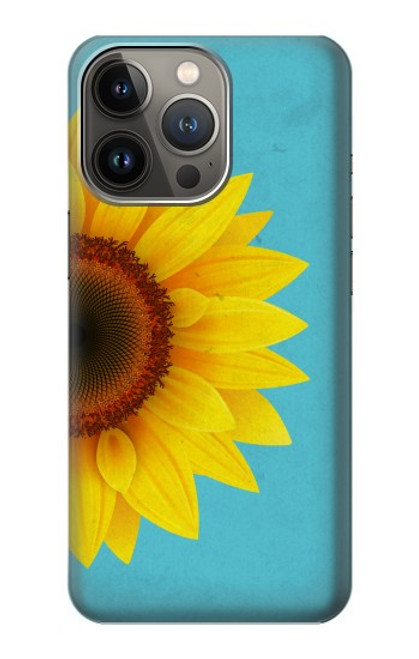 W3039 Vintage Sunflower Blue Hard Case and Leather Flip Case For iPhone 14 Pro