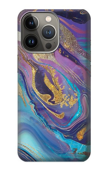 W3676 Colorful Abstract Marble Stone Hard Case and Leather Flip Case For iPhone 14 Pro