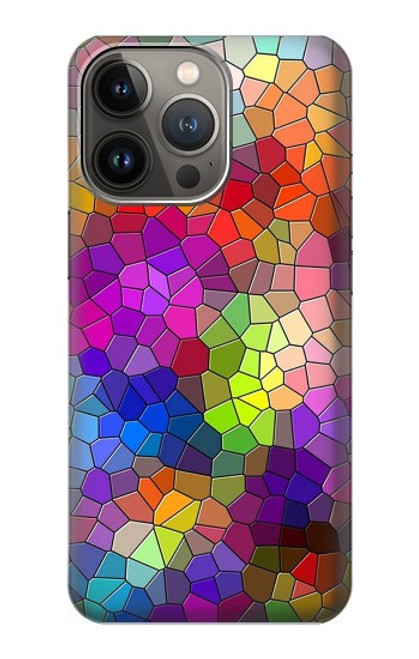 W3677 Colorful Brick Mosaics Hard Case and Leather Flip Case For iPhone 14 Pro