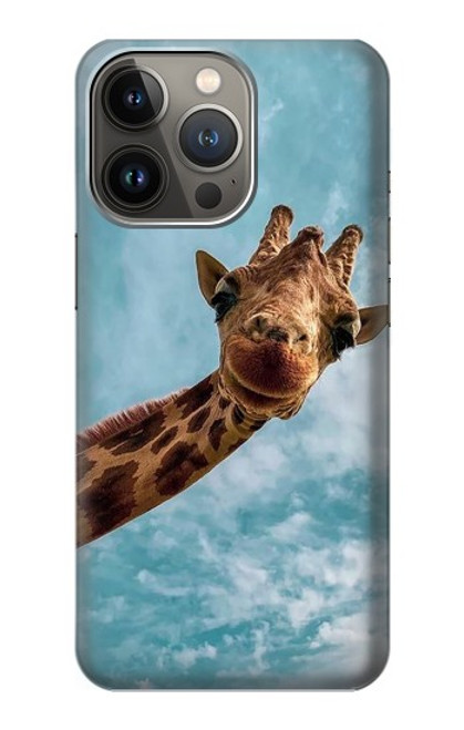 W3680 Cute Smile Giraffe Hard Case and Leather Flip Case For iPhone 14 Pro