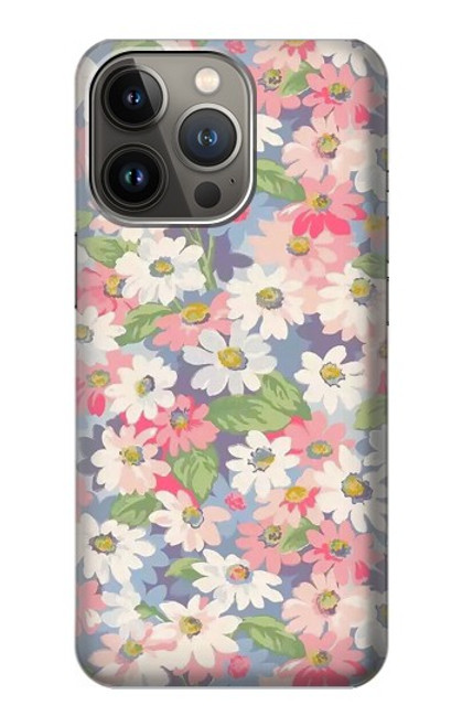 W3688 Floral Flower Art Pattern Hard Case and Leather Flip Case For iPhone 14 Pro