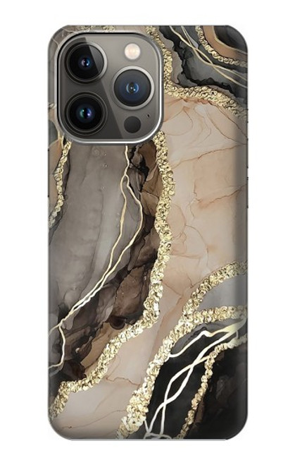 W3700 Marble Gold Graphic Printed Hard Case and Leather Flip Case For iPhone 14 Pro