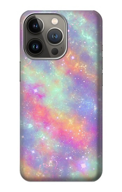 W3706 Pastel Rainbow Galaxy Pink Sky Hard Case and Leather Flip Case For iPhone 14 Pro