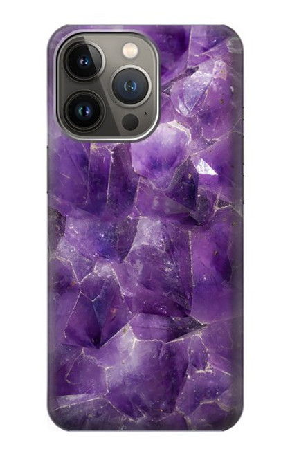 W3713 Purple Quartz Amethyst Graphic Printed Hard Case and Leather Flip Case For iPhone 14 Pro