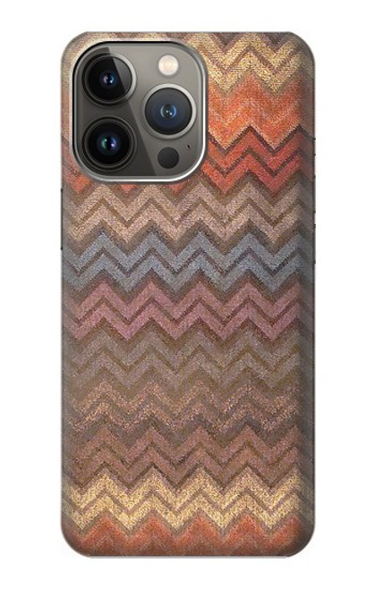 W3752 Zigzag Fabric Pattern Graphic Printed Hard Case and Leather Flip Case For iPhone 14 Pro