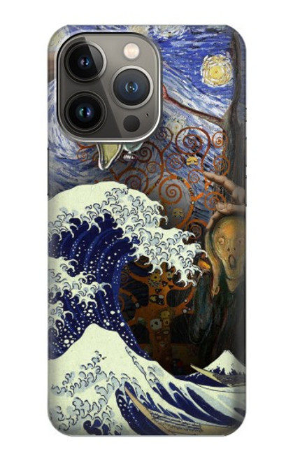 W3851 World of Art Van Gogh Hokusai Da Vinci Hard Case and Leather Flip Case For iPhone 14 Pro