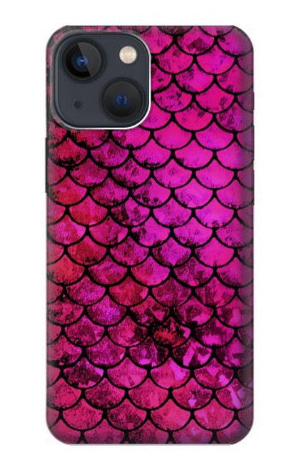 W3051 Pink Mermaid Fish Scale Hard Case and Leather Flip Case For iPhone 14 Plus