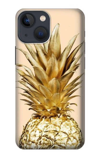 W3490 Gold Pineapple Hard Case and Leather Flip Case For iPhone 14 Plus