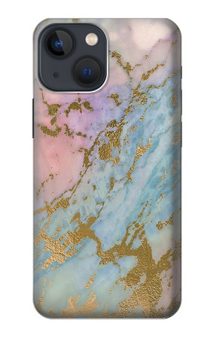 W3717 Rose Gold Blue Pastel Marble Graphic Printed Hard Case and Leather Flip Case For iPhone 14 Plus