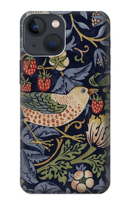 W3791 William Morris Strawberry Thief Fabric Hard Case and Leather Flip Case For iPhone 14 Plus