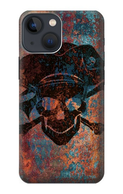 W3895 Pirate Skull Metal Hard Case and Leather Flip Case For iPhone 14 Plus