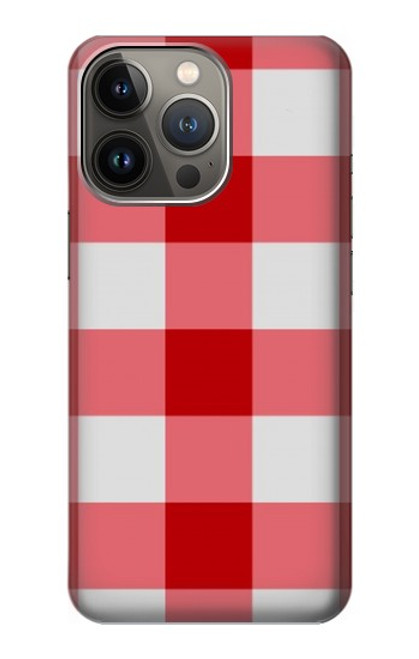 W3535 Red Gingham Hard Case and Leather Flip Case For iPhone 14 Pro Max