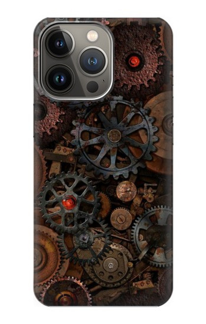 W3884 Steampunk Mechanical Gears Hard Case and Leather Flip Case For iPhone 14 Pro Max