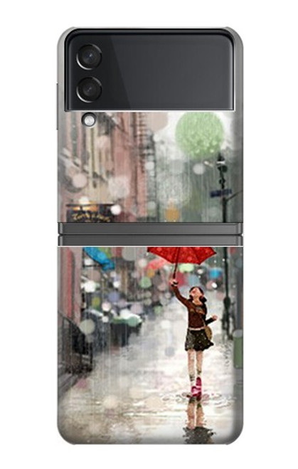 W0108 Girl in The Rain Hard Case For Samsung Galaxy Z Flip 4