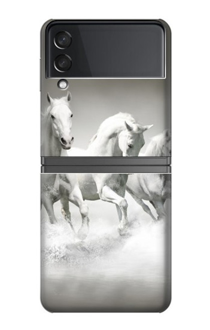 W0933 White Horses Hard Case For Samsung Galaxy Z Flip 4