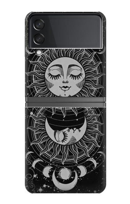 W3854 Mystical Sun Face Crescent Moon Hard Case For Samsung Galaxy Z Flip 4