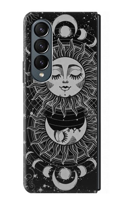 W3854 Mystical Sun Face Crescent Moon Hard Case For Samsung Galaxy Z Fold 4