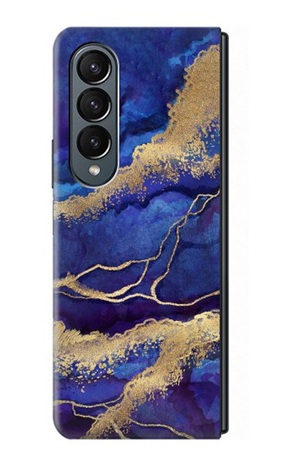 W3906 Navy Blue Purple Marble Hard Case For Samsung Galaxy Z Fold 4