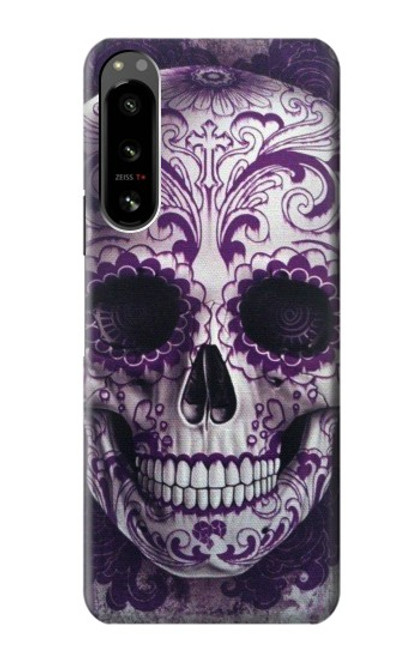 W3582 Purple Sugar Skull Hard Case and Leather Flip Case For Sony Xperia 5 IV