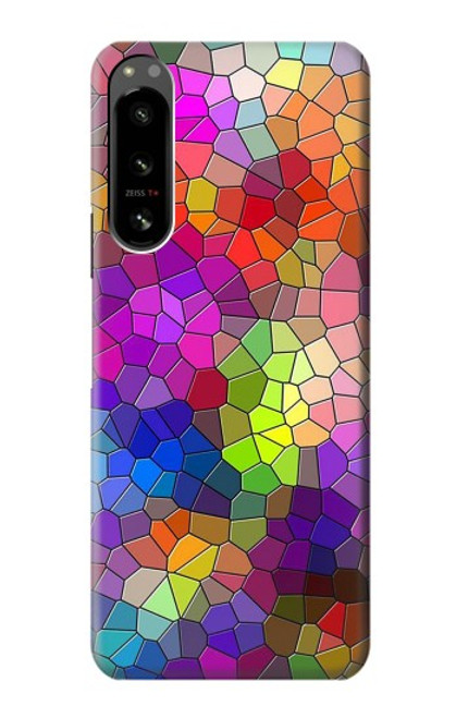 W3677 Colorful Brick Mosaics Hard Case and Leather Flip Case For Sony Xperia 5 IV