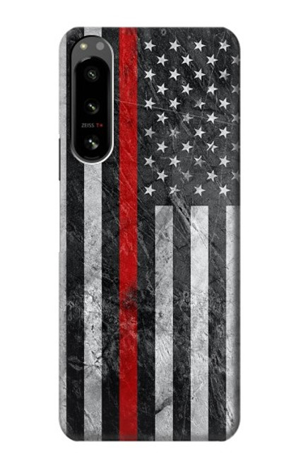 W3687 Firefighter Thin Red Line American Flag Hard Case and Leather Flip Case For Sony Xperia 5 IV