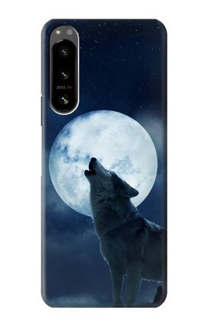 W3693 Grim White Wolf Full Moon Hard Case and Leather Flip Case For Sony Xperia 5 IV