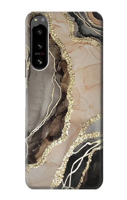 W3700 Marble Gold Graphic Printed Hard Case and Leather Flip Case For Sony Xperia 5 IV