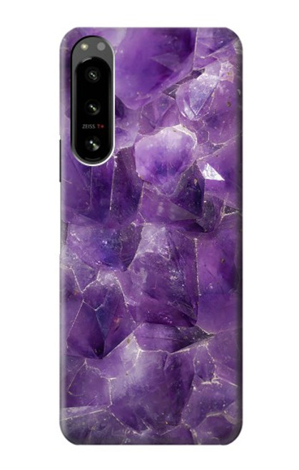 W3713 Purple Quartz Amethyst Graphic Printed Hard Case and Leather Flip Case For Sony Xperia 5 IV