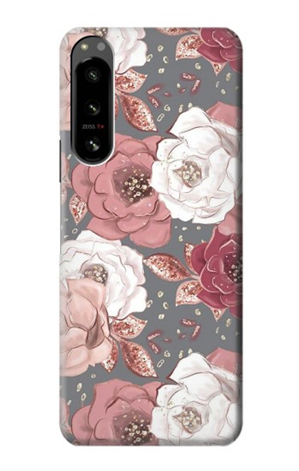 W3716 Rose Floral Pattern Hard Case and Leather Flip Case For Sony Xperia 5 IV