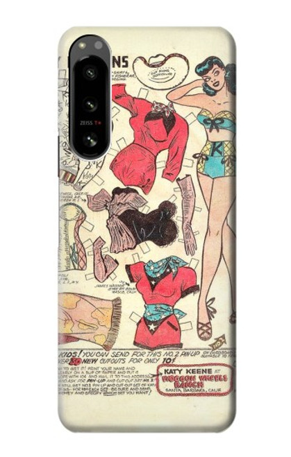 W3820 Vintage Cowgirl Fashion Paper Doll Hard Case and Leather Flip Case For Sony Xperia 5 IV