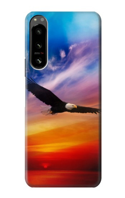 W3841 Bald Eagle Flying Colorful Sky Hard Case and Leather Flip Case For Sony Xperia 5 IV
