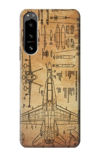 W3868 Aircraft Blueprint Old Paper Hard Case and Leather Flip Case For Sony Xperia 5 IV