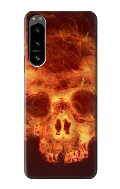 W3881 Fire Skull Hard Case and Leather Flip Case For Sony Xperia 5 IV