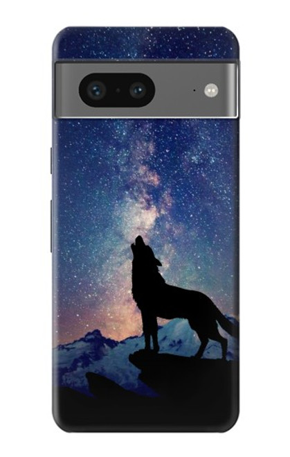 W3555 Wolf Howling Million Star Hard Case and Leather Flip Case For Google Pixel 7