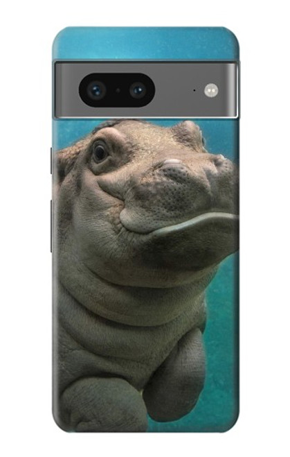 W3871 Cute Baby Hippo Hippopotamus Hard Case and Leather Flip Case For Google Pixel 7