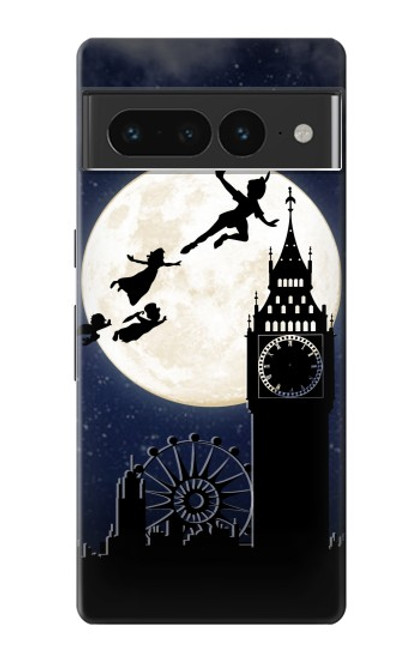 W3249 Peter Pan Fly Full Moon Night Hard Case and Leather Flip Case For Google Pixel 7 Pro