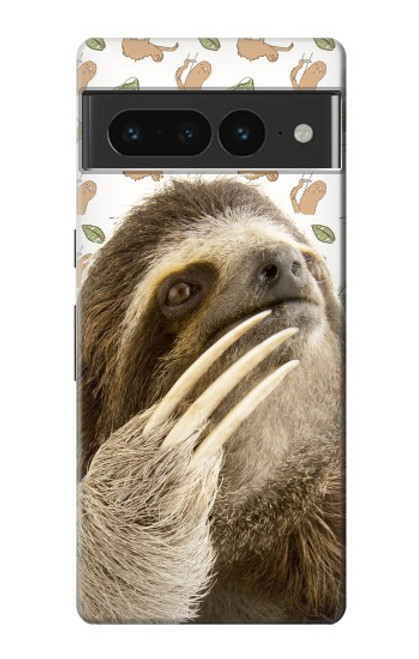 W3559 Sloth Pattern Hard Case and Leather Flip Case For Google Pixel 7 Pro