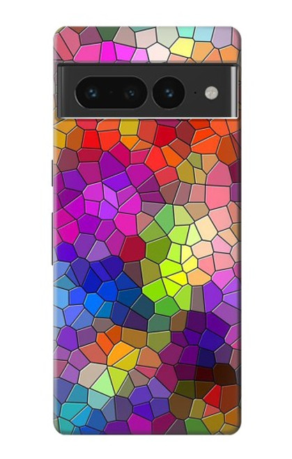 W3677 Colorful Brick Mosaics Hard Case and Leather Flip Case For Google Pixel 7 Pro