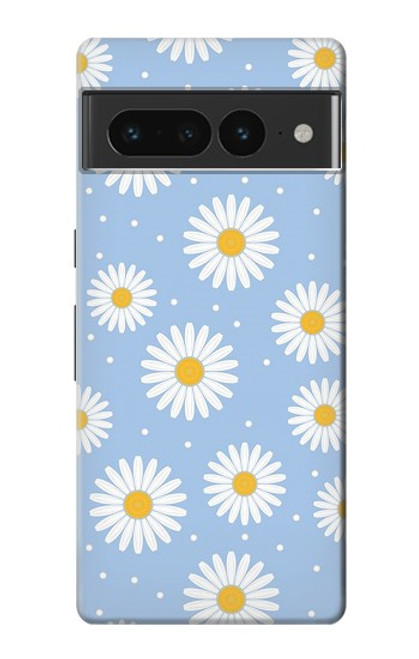 W3681 Daisy Flowers Pattern Hard Case and Leather Flip Case For Google Pixel 7 Pro