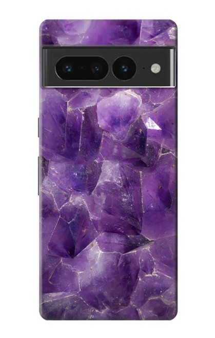 W3713 Purple Quartz Amethyst Graphic Printed Hard Case and Leather Flip Case For Google Pixel 7 Pro